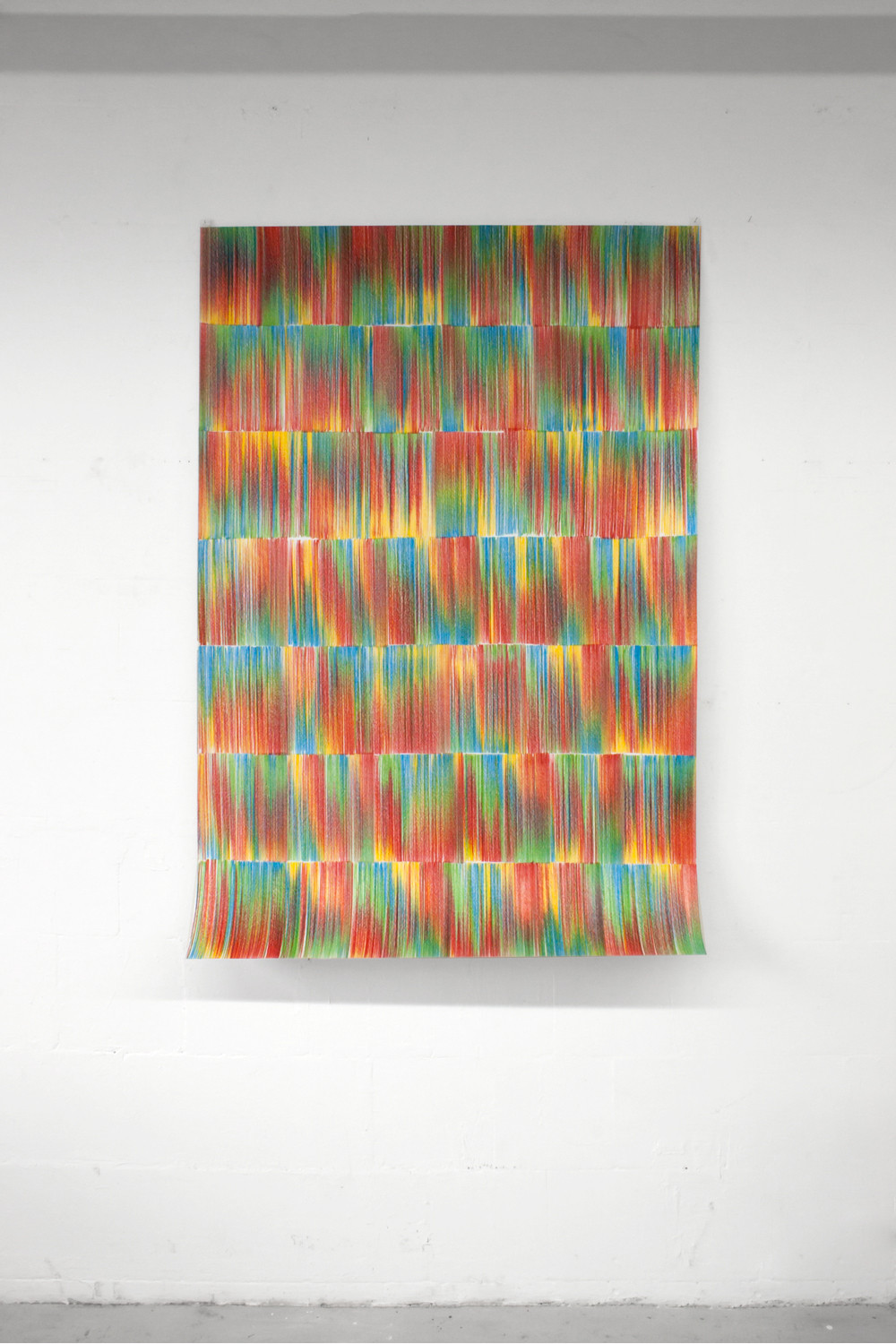 Multicolor 4 (2021), Mehrfarbiger Buntstift auf Papier, (153 x 100 cm)